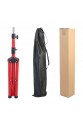 Kuaför Eğitim Mankeni İçin Metal Tripod - Kırmızı + Taşıma Çantası
