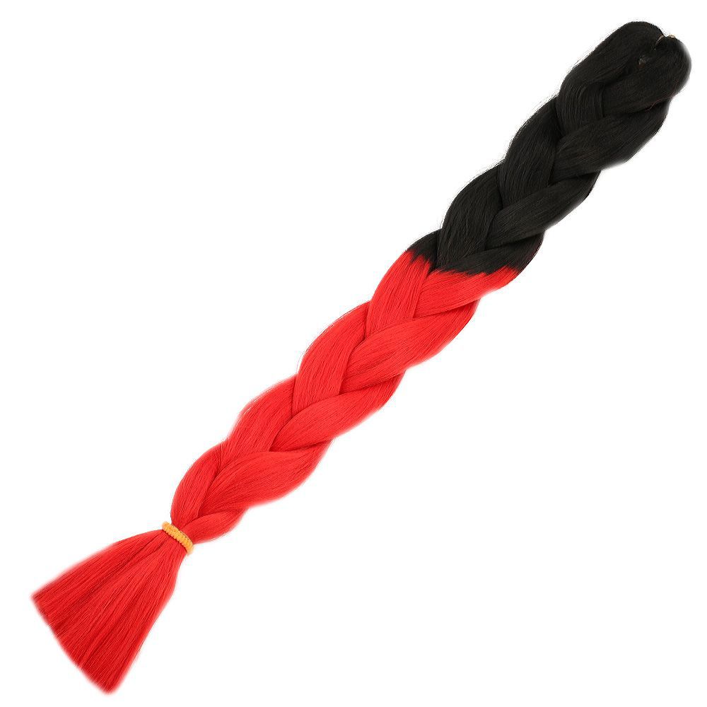 Afrika Örgülük Sentetik Ombreli Saç 100 Gr. - Siyah / Kırmızı
