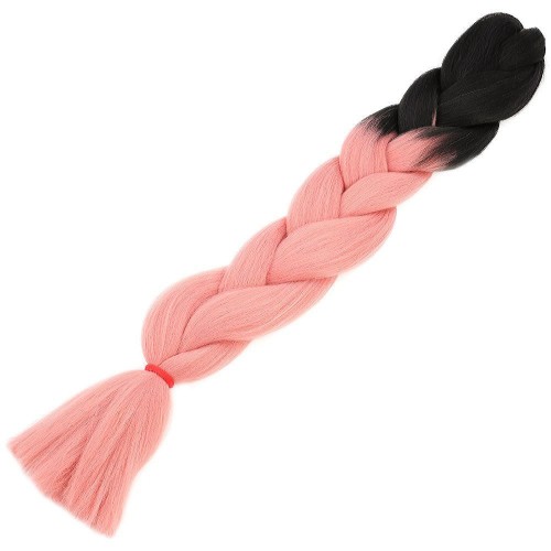 Afrika Örgülük Sentetik Ombreli Saç 100 Gr. - Siyah / Pudra Pembe