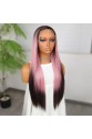 Koyu Kestane Pembe Ombreli Fiber Sentetik Tül Peruk