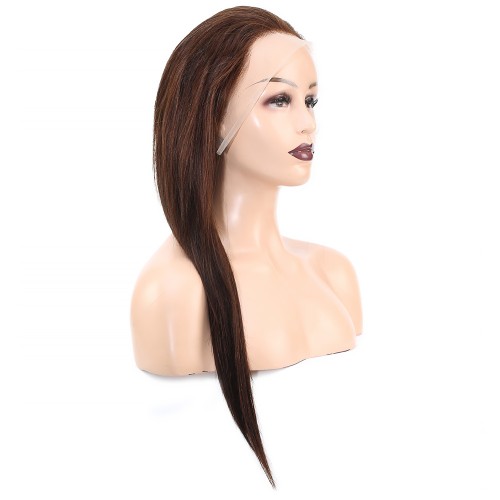 Düz Front Lace Gerçek Tül Peruk - Koyu Kahve - 60-65cm