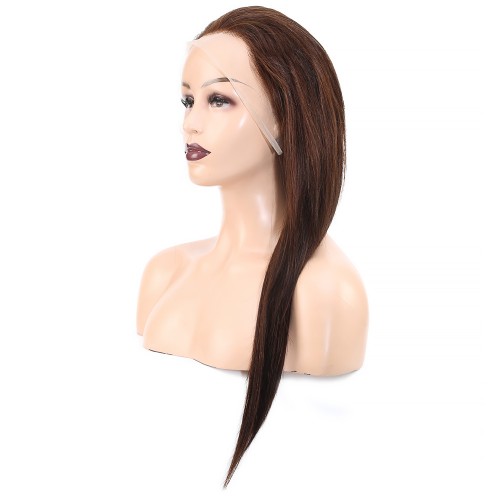 Düz Front Lace Gerçek Tül Peruk - Koyu Kahve - 60-65cm