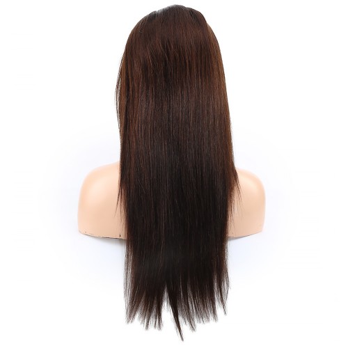 Düz Front Lace Gerçek Tül Peruk - Koyu Kahve - 60-65cm