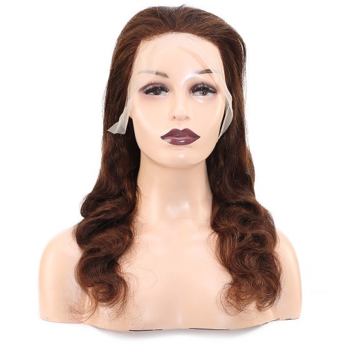 Dalgalı Front Lace Gerçek Tül Peruk - Açık Kahve - 60-65cm