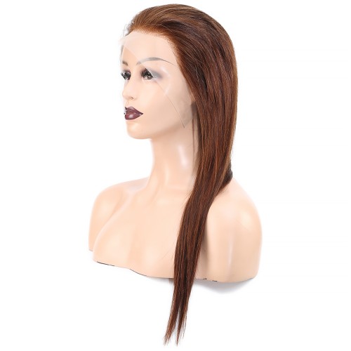 Düz Front Lace Gerçek Tül Peruk - Açık Kahve - 60-65cm