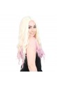 Fiber Sentetik Uzun Su Dalgası Peruk - Platin / Pembe Ombreli