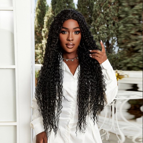 Afro Dalga Fiber Sentetik Tül Peruk - Siyah