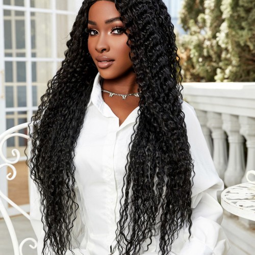 Afro Dalga Fiber Sentetik Tül Peruk - Siyah