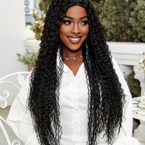 Afro Dalga Fiber Sentetik Tül Peruk - Siyah