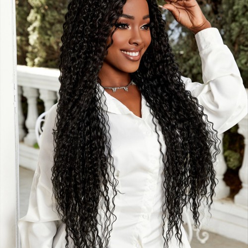 Afro Dalga Fiber Sentetik Tül Peruk - Siyah