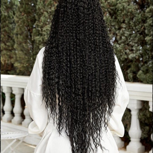 Afro Dalga Fiber Sentetik Tül Peruk - Siyah