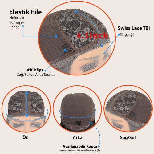 Afro Dalga Fiber Sentetik Tül Peruk - Açık Kahve