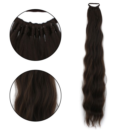 Lastik Tokalı At Kuyruğu Su Dalgalı - Koyu Kumral